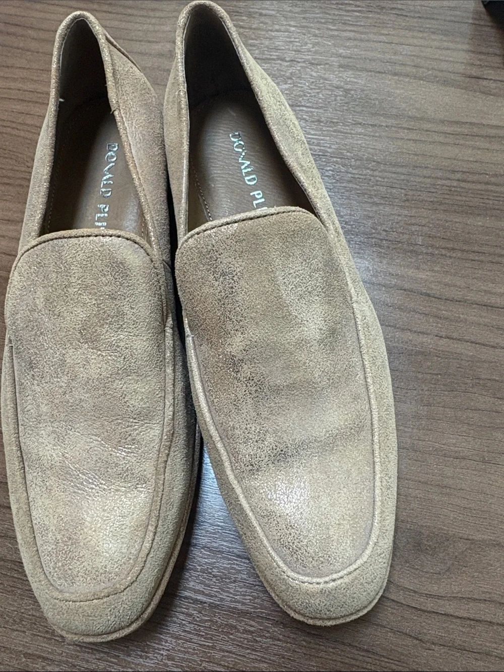 Donald Pliner Tamryn loafers brushed metallic leather/suede finish shimmer